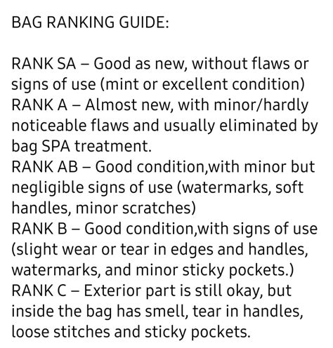 rank a meaning in bags